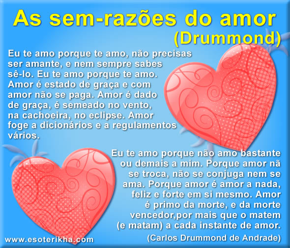 mensagem de amor Carlos Drummond de Andrade